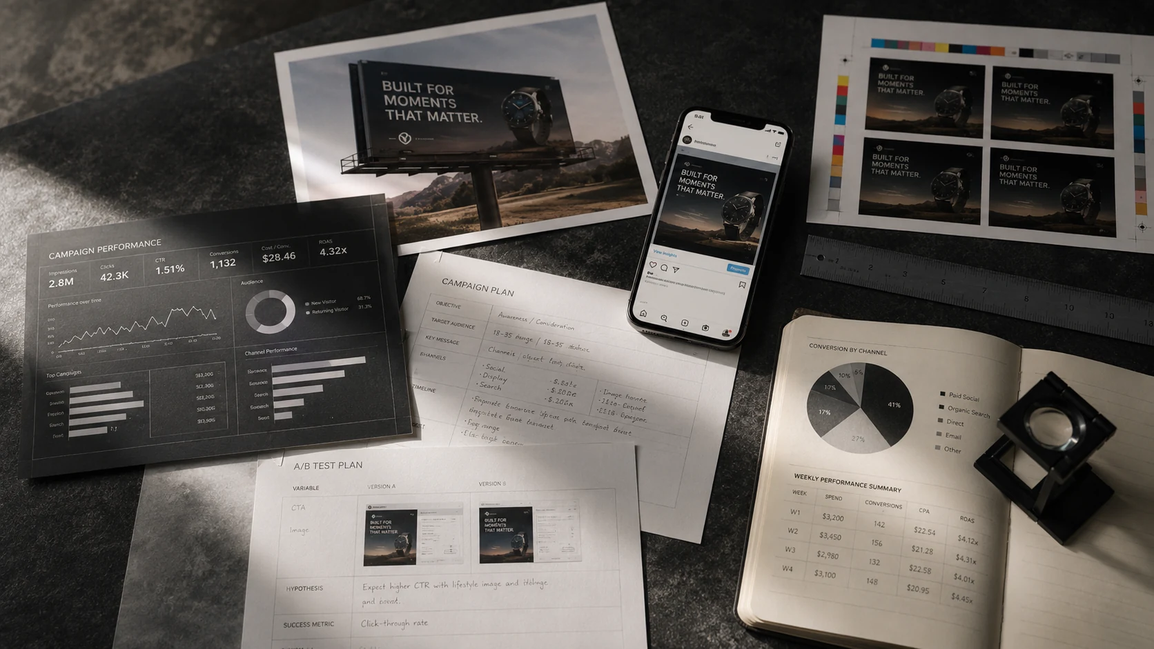 Performance marketing campaign materials and analytics